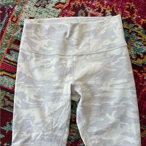 Lululemon Gray and White Camo Bike Shorts